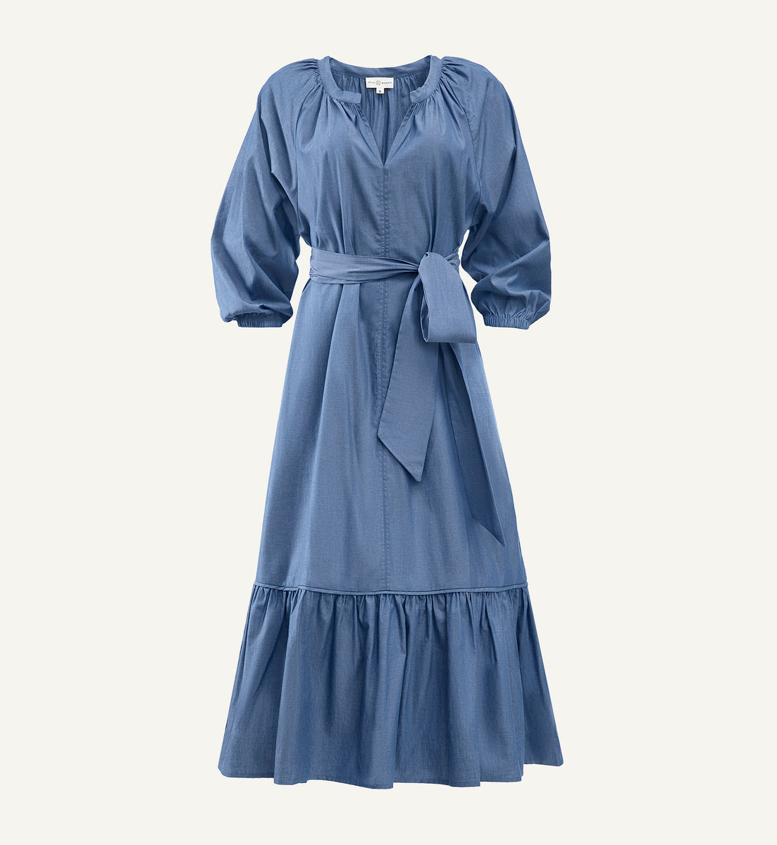 blue chambray dress Boden Women's Ruffle Placket Chambray Dress in Blue main image 1