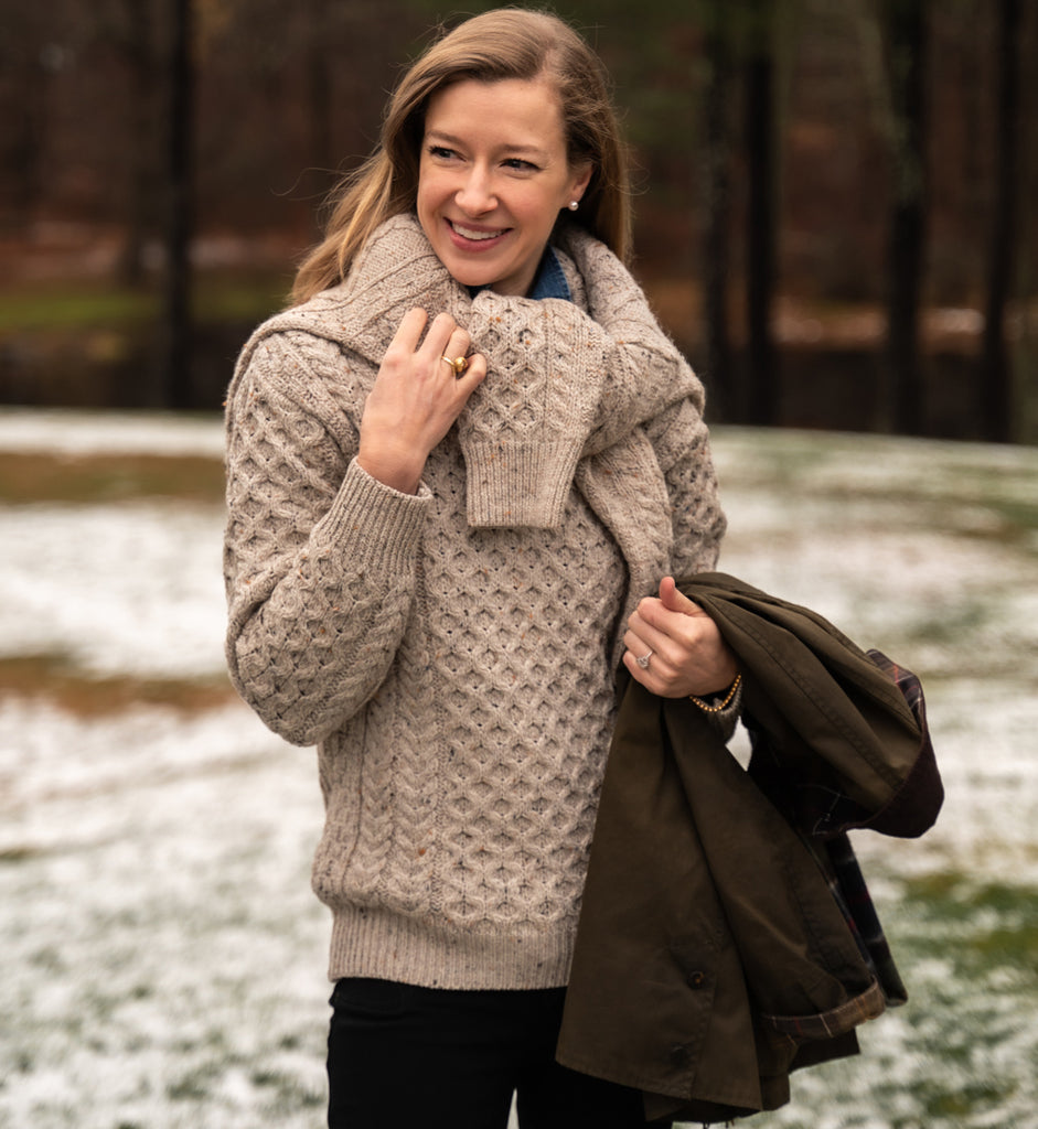 Stacie Flinner in her Oatmeal Crewneck