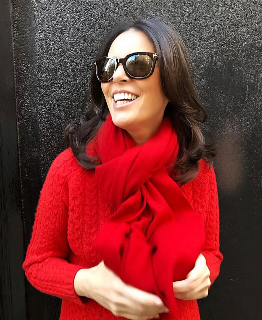 ANN CARUSO IN HER CHERRY RED BELA WRAP