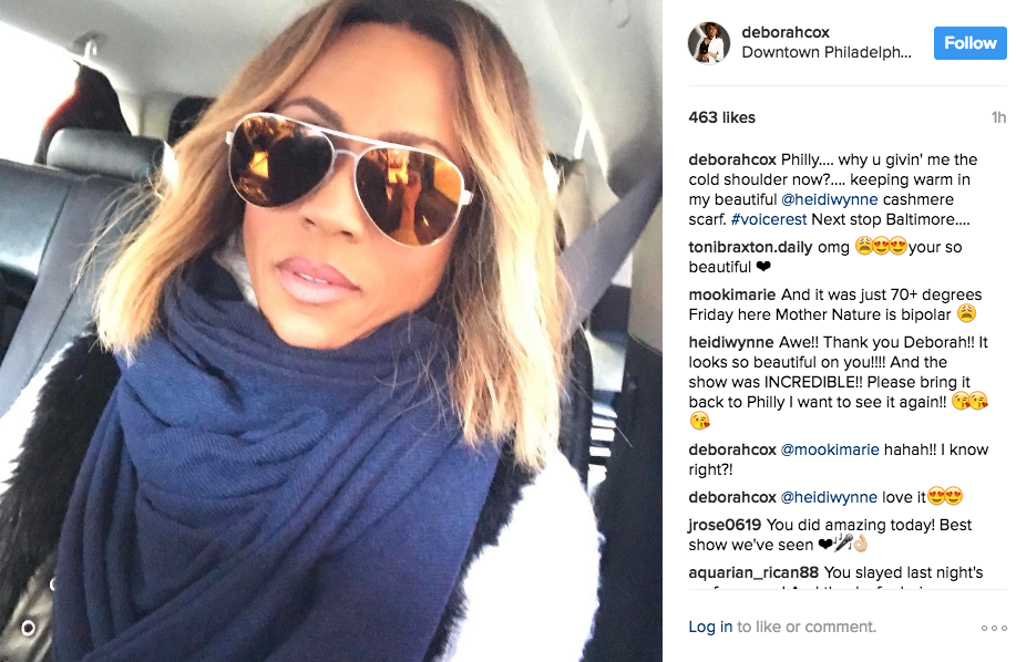 DEBORAH COX IN HER NAVY BLUE ISABELLE WRAP