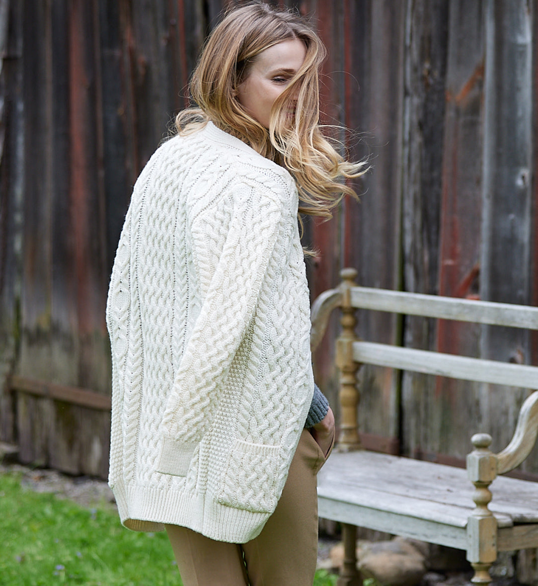 Cable Women's Fisherman Knit Cardigan Sweater Fisherman Knit