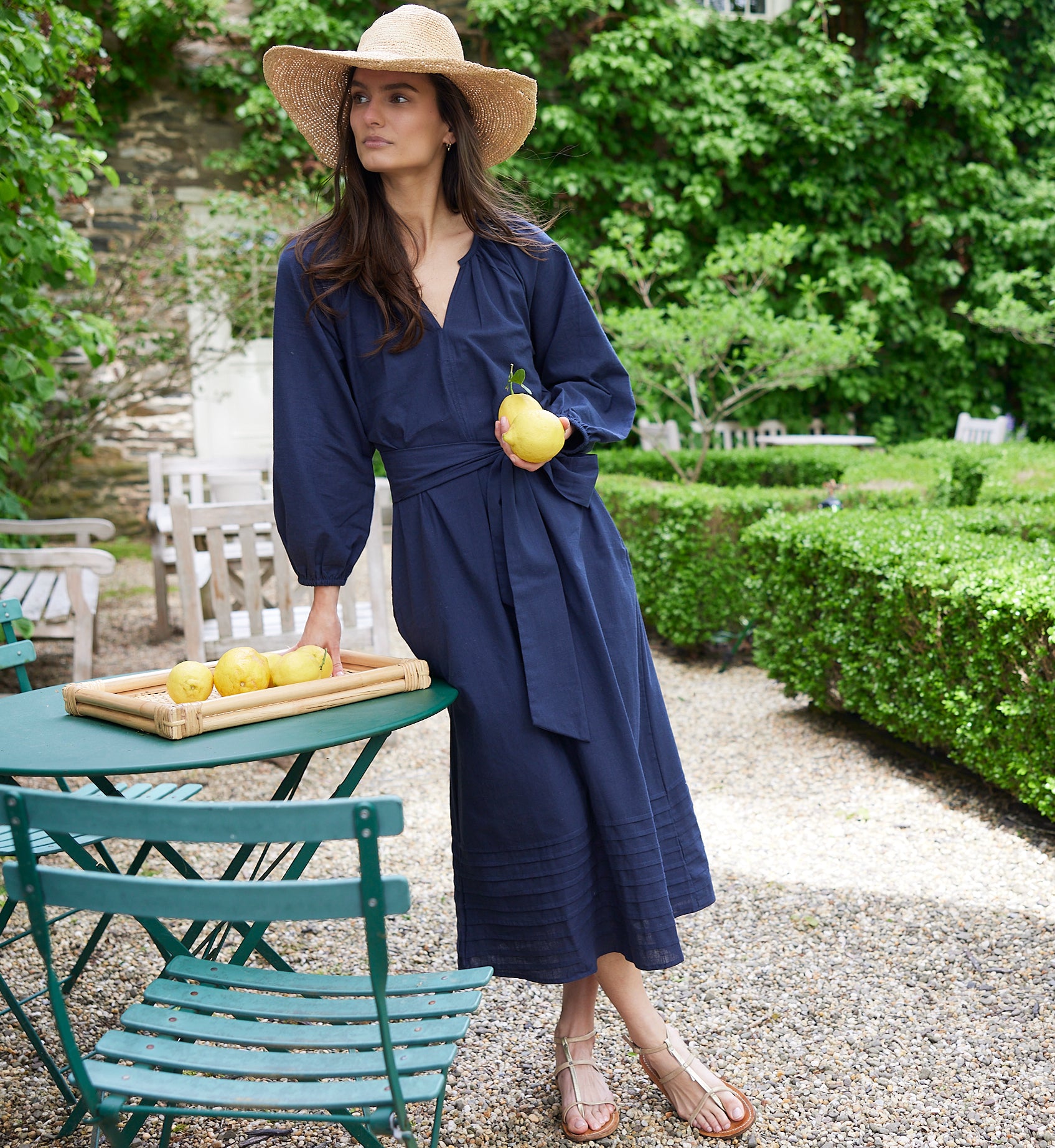 Navy Brigitte Dress Large / Navy Blue Navy Brigitte Dress Large / Navy Blue