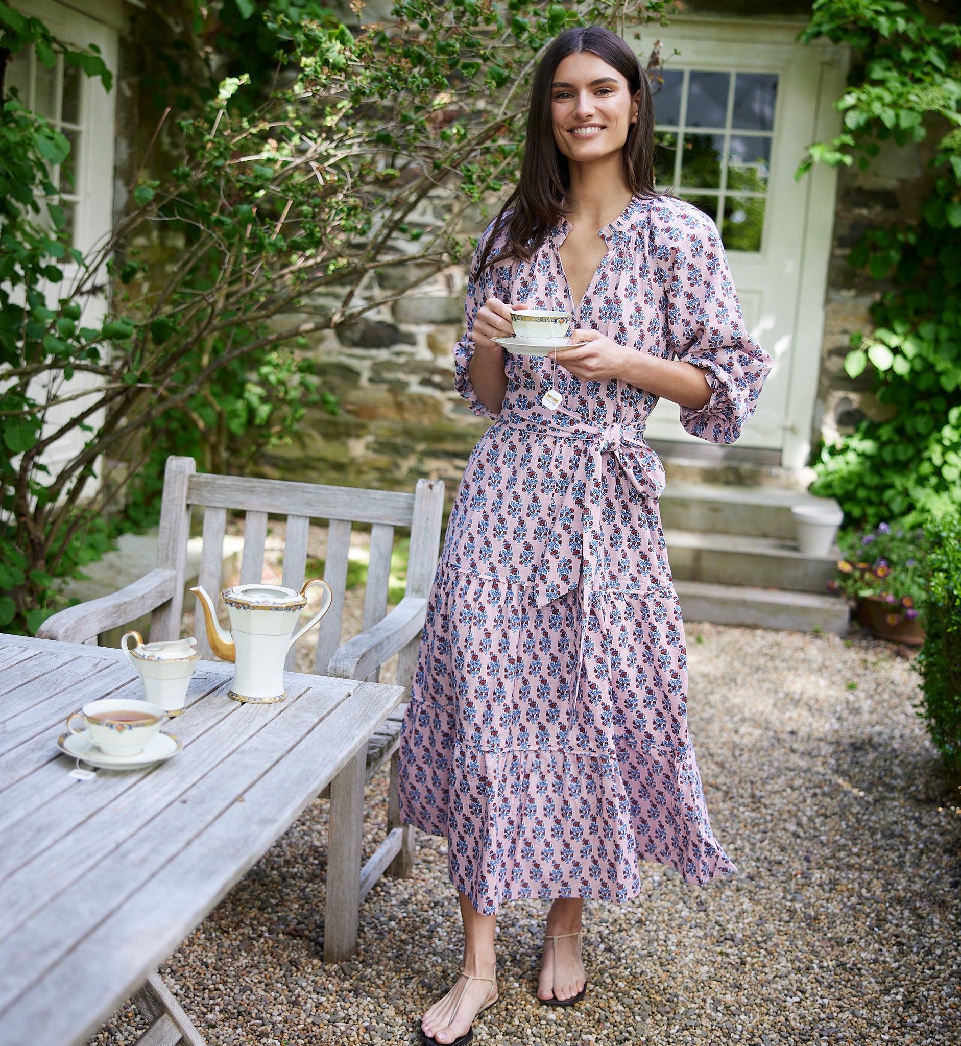 Pink Block Print Emma Dress x-small / Pink Floral Pink Block Print Emma Dress x-small / Pink Floral