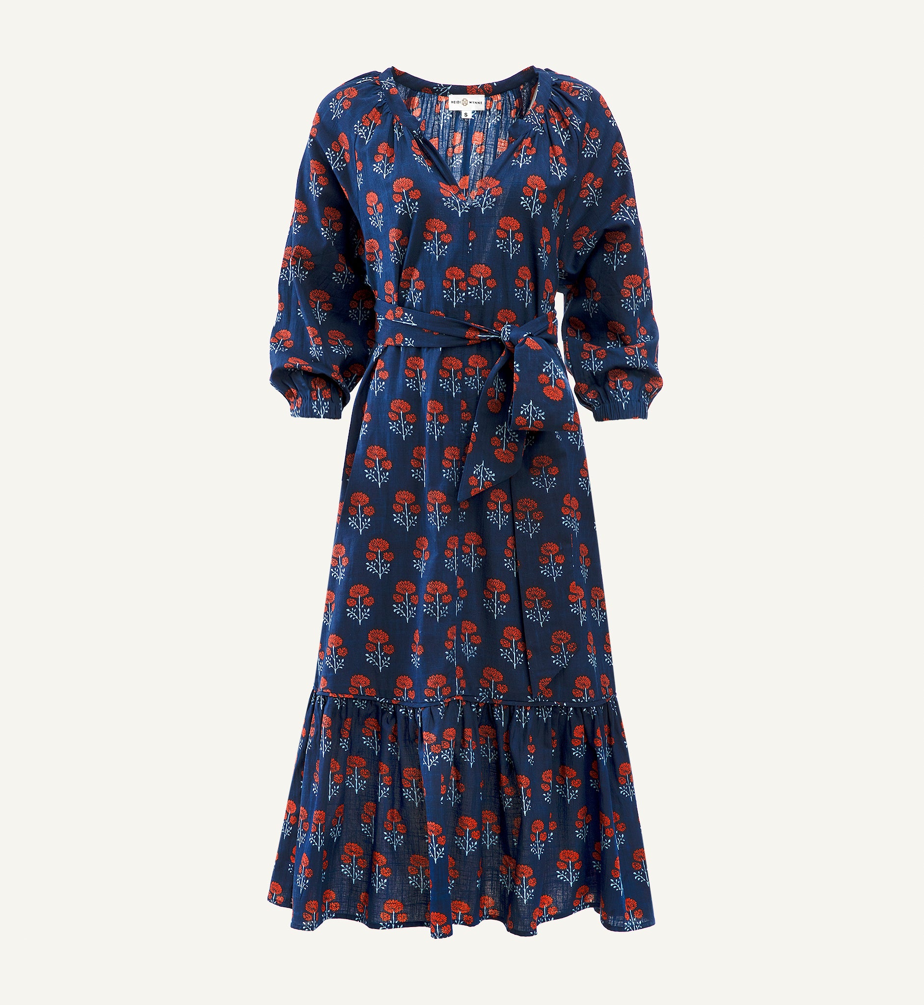 Block Print Ava Dress X-Large / Navy Poppy Print Block Print Ava Dress X-Large / Navy Poppy Print